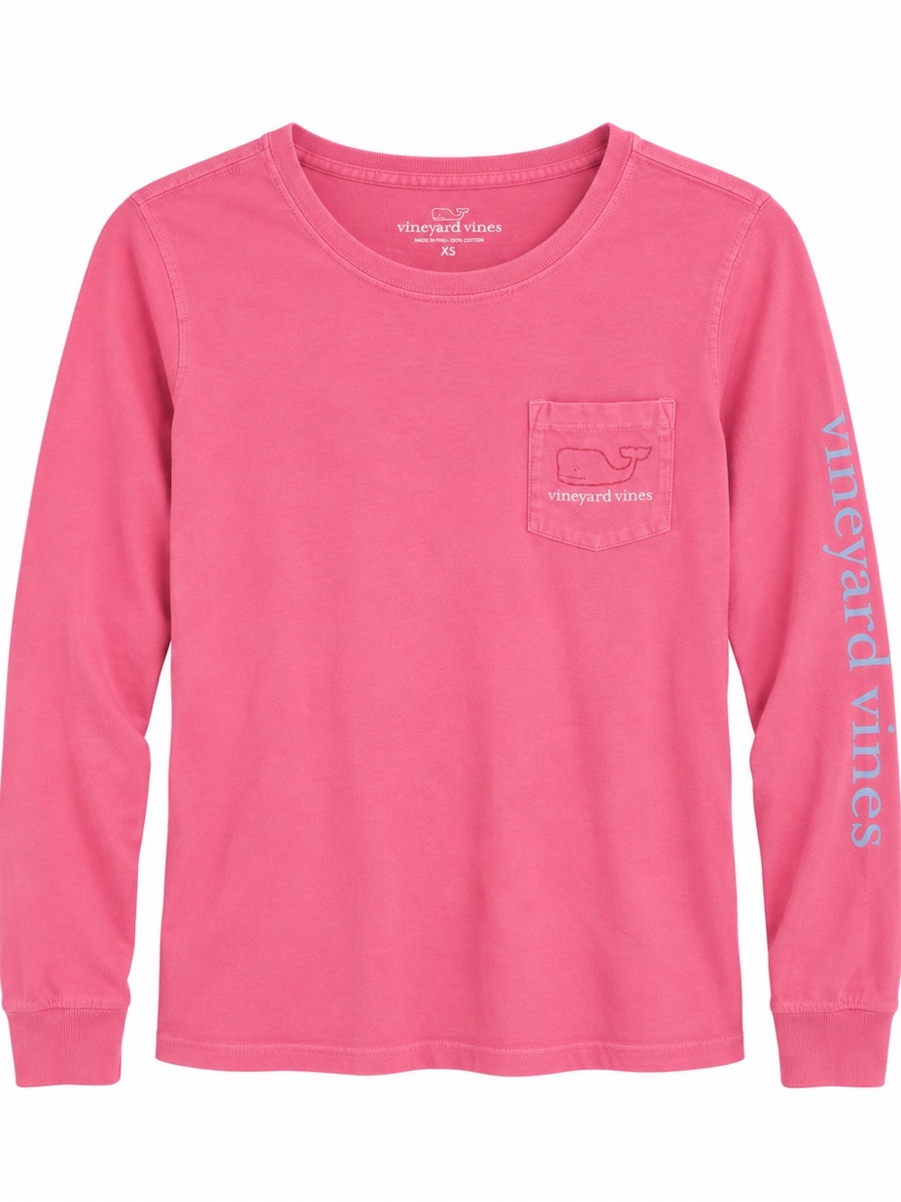 Vineyard Vines Pink Long-Sleeve Whale Pocket Tee